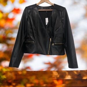 WHBM Faux Leather Moto Jacket
